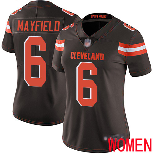 Cleveland Browns Baker Mayfield Women Brown Limited Jersey #6 NFL Football Home Vapor Untouchable->women nfl jersey->Women Jersey